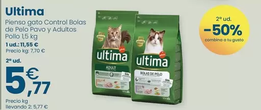 Ultima - Pienso Gato Control Bolas De Pelo Pavo Y Adultos Pollo