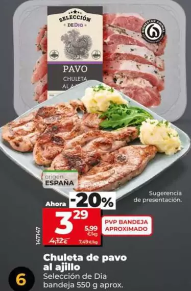 Seleccion De Dia - Chuleta De Pavo Al Ajillo 