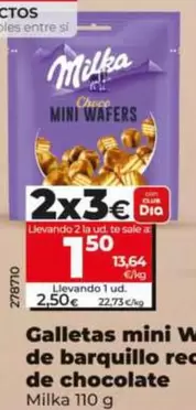 Milka - Galletas Mini Wafers De Barquillo Recubiertas De Chocolate 
