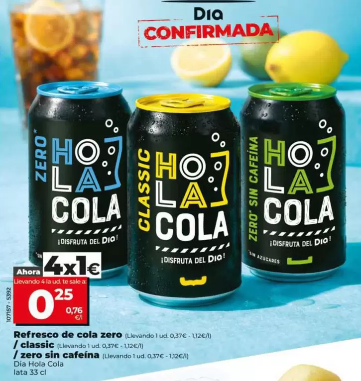 Dia Hola Cola - Refresco De Cola Zero/Classic/Zero Sin Cafeina 