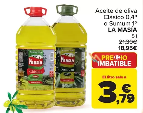 La Masía - Aceite De Oliva Clasico 0,4 O Sumum 1