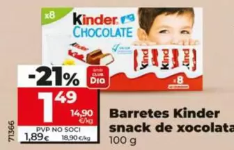 Kinder - Barritas Snack De Chocolate