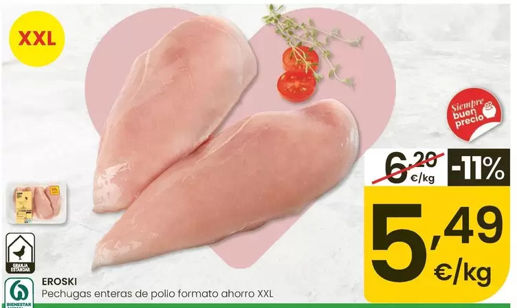 Eroski - Pechuga Enteras De Pollo Formato Ahorro Xxl