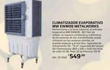 Climatizador Evaporativo Mw Ewmo8 Metalworks