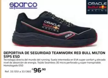 Sparco - Deportiva De Seguridad Teamwork Red Bull Milton S1PS ESD