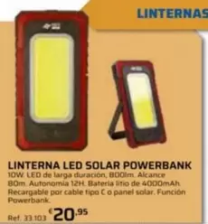 Linterna Led Solar Powerbank