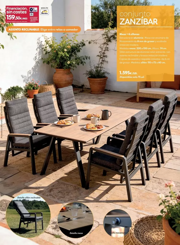 Conjunto Zanzibar Mesa + 6 Sillones