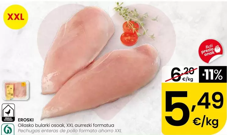 Eroski - Pechugas Enteras De Pollo Formato Ahorro Xxl