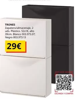 Blanco - Zapatero/almacenaje, 2 Uds. Plastico, 5x18, Alto 3scm.