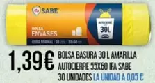 Sabe - Bolsa Basura 30 L Amarilla Autocierre 55x60 Ifa