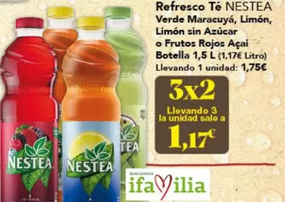 Nestea - Refresco Te Verde Maracuya, Limon, Limon Sin Azucar O Frutos Rojos Aceia Botella