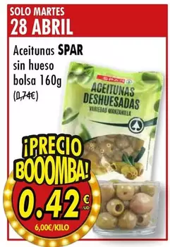 Spar - Aceitunas Sin Hueso Bolsa