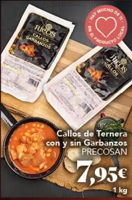 Callos De Ternera Con Y Sin Garbanzos