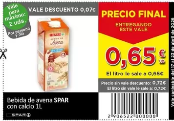 Spar - Bebida De Avena Con Calcio