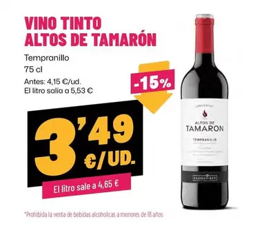 Tempranillo - Vino Tinto Altos De Tamarón