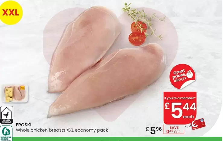 Eroski - Whole Chicken Breasts XXL Economy Pack