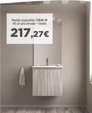 Mueble Suspendido CHEAP 2P Gris Arenado + Lavabo