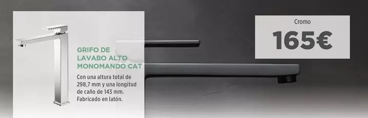 Grifo De Lavabo Alto Monomando Cat