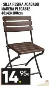 Silla Resina Acabado Madera Plegable