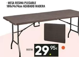 Mesa Resina Plegable Acabado Madera