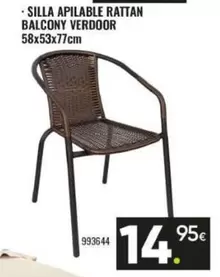 Silla Apilable Rattan Balcony Verdoor
