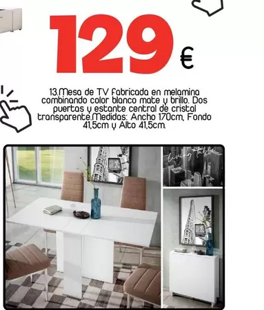 Mesa De Tv Fabricada En Melamina Combinado Color Blanco Mate Y Brillo