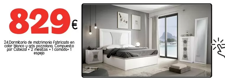 Dormitorio De Matrimonio Fabricado En Color Blanco Y Gris Pozzolana