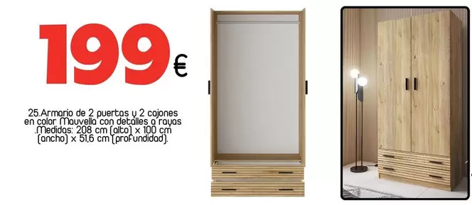 Armario De 2 Puertas Y 2 Cajones En Color