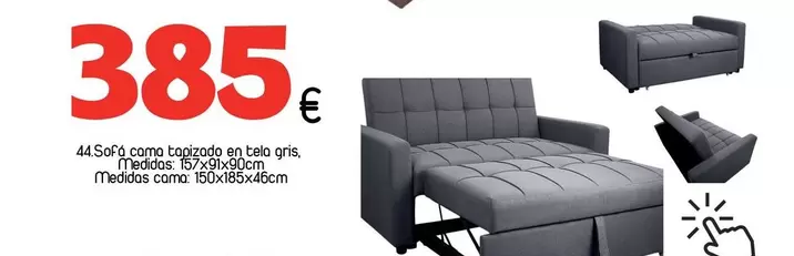 Sofá Cama Tapizado En Tela Gris