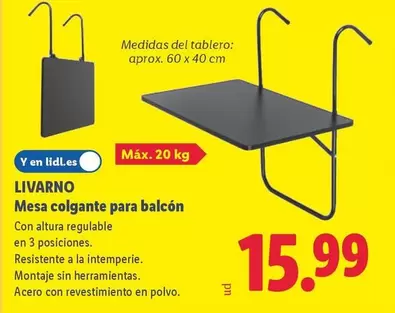 Livarno - Mesa Colgante Para Balcon