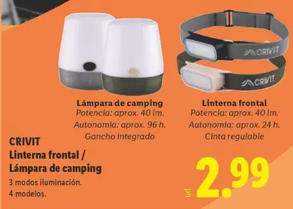 Crivit - Linterna Frontal / Lampara De Camping