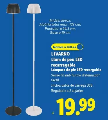 Livarno - Lámpara De Pie LED Recargable