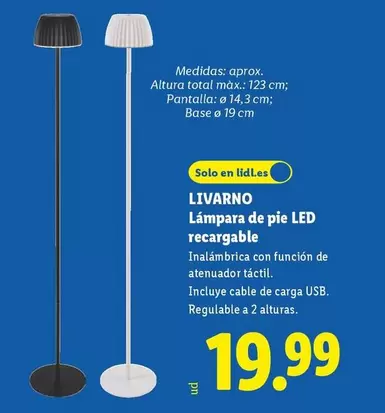 Livarno - Lampara De Pie Led Recargable