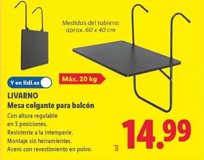 Livarno - Mesa Colgante Para Balcón