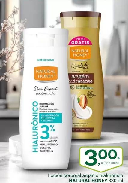Natural Honey - Locion Corporal Argan O Hialuronico