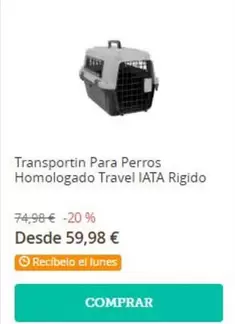 Transportin Para Perros Homologado Travel Iata Rigido