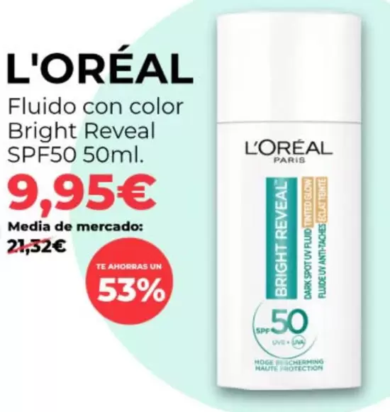L'Oréal - Fluido Con Color Bright Reveal Spf50