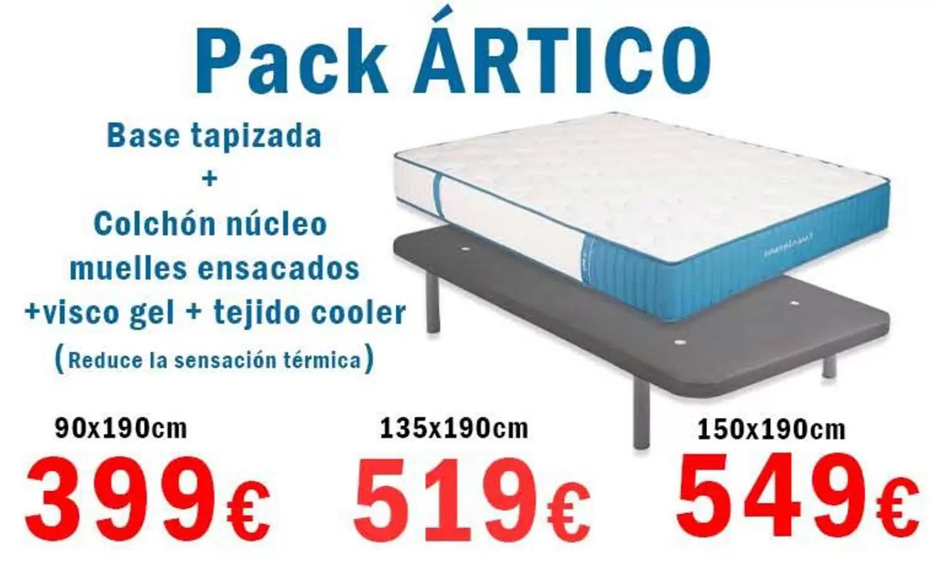 Base Tapizada Colchón Núcleo Muelles Ensacados +visco Gel + Tejido Cooler