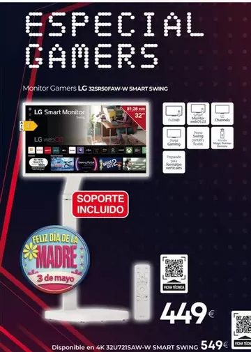 LG - Monitor Gamers 32SR50FAW-W Smart Swing