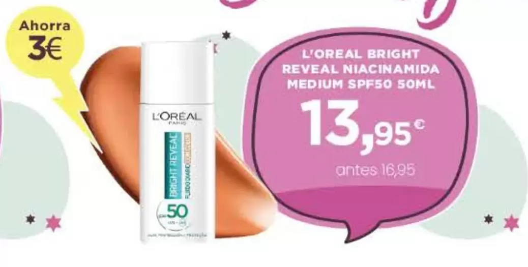 L'Oréal - L'oreal Bright Reveal, Niachimatida Medium Spf50