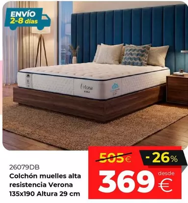 verona - Colchon Muelles Alta Resistencia 135x190 Altura 29 Cm