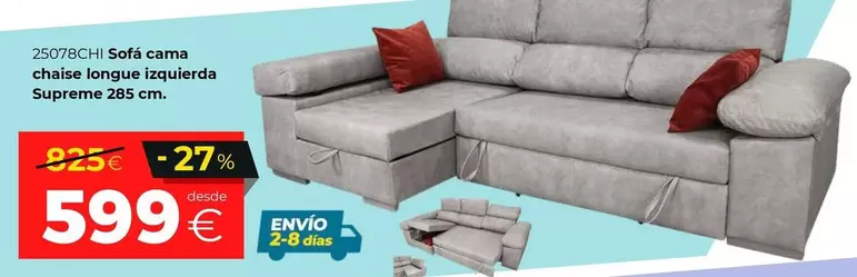 Sofá Cama Chaise Longue Izquierda Supreme 285 Cm