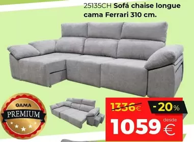 Sofá Chaise Longue Cama Ferrari 310 Cm