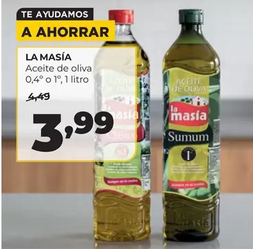 La Masía - Aceite De Oliva 0,4° O 1°