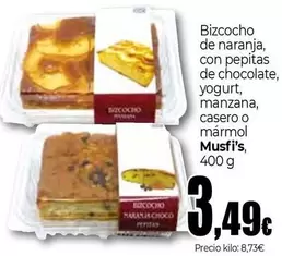 Musfi's - Bizcocho De Naranja, Con Pepitas De Chocolate, Yogurt, Manzana, Casero O Màrmol