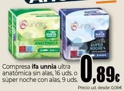 Ifa Unnia - Compresa Ultra Anatomica Sin Alas, O Super Noche Con Alas