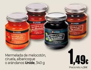Unide - Mermelada De Melocoton, Ciruela, Albaricoque O Arandanos