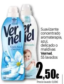 Vernel - Suavizante Concentrado Aromaterapia Azul, Delicado O Maldivas 