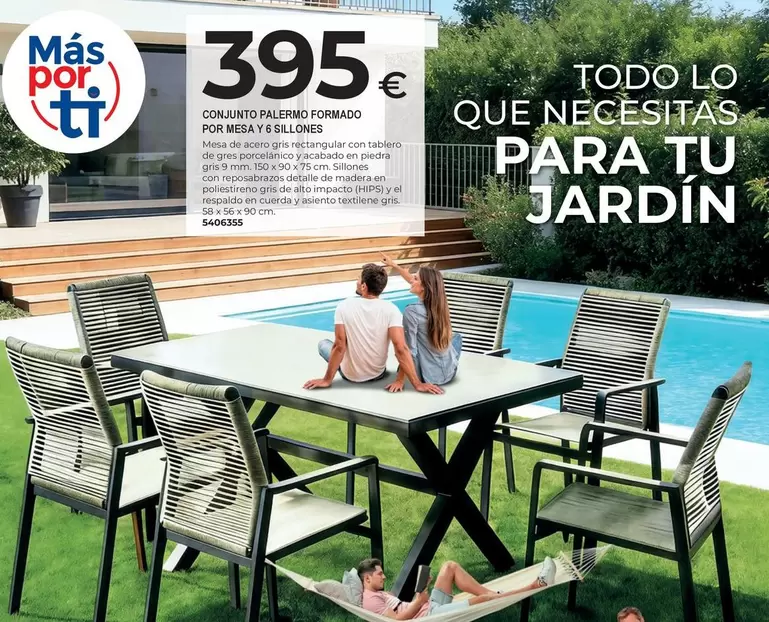 Bigmat - Conjunto Palermo Formado Por Mesa Y 6 Sillones