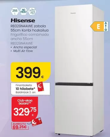 Hisense - Frigorifico Combinado Ancho 55Cm RB329N4AWE